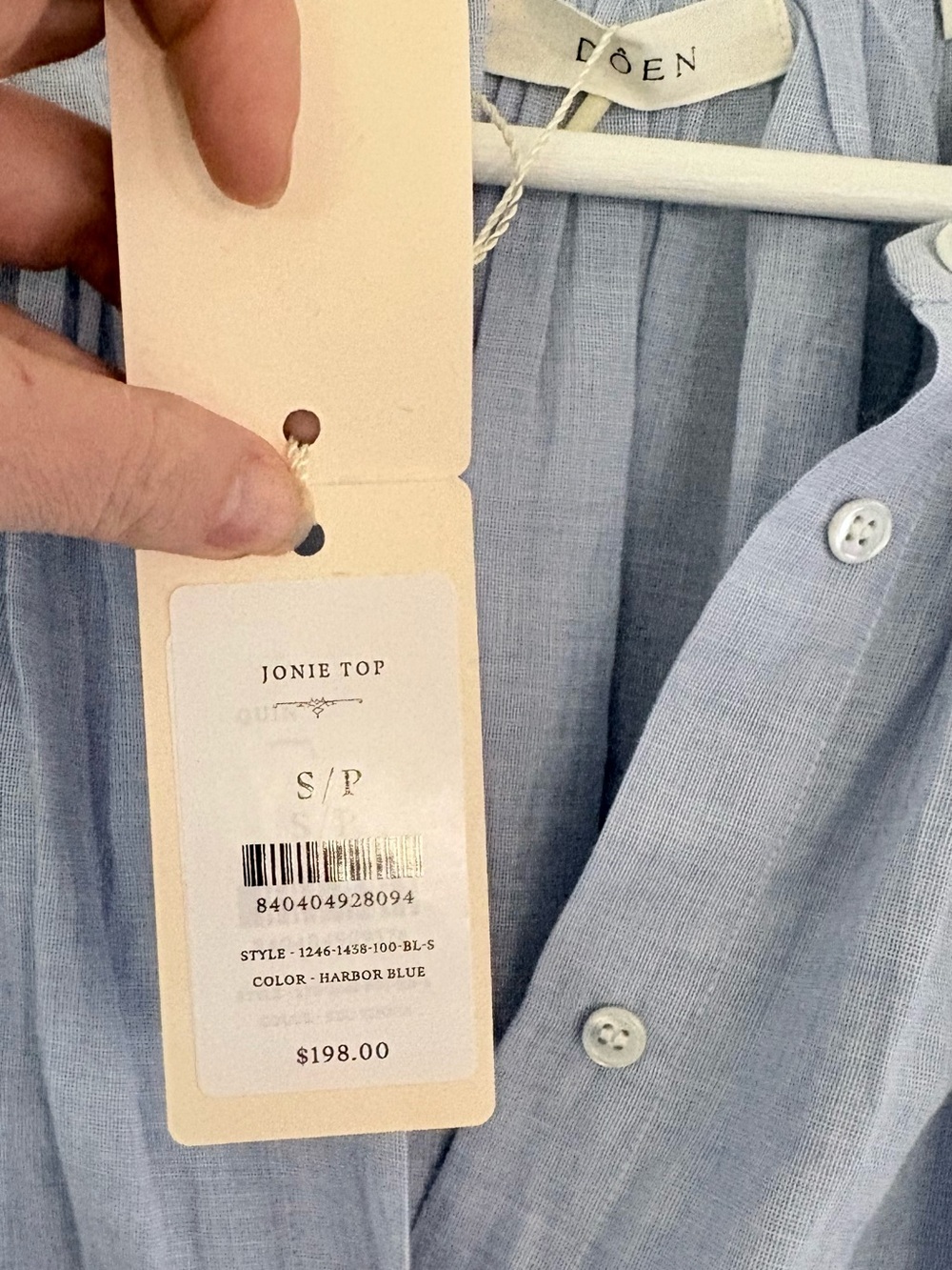 DÔEN Jonie top in Harbor Blue size S. New with tags! - Picture 5 of 7